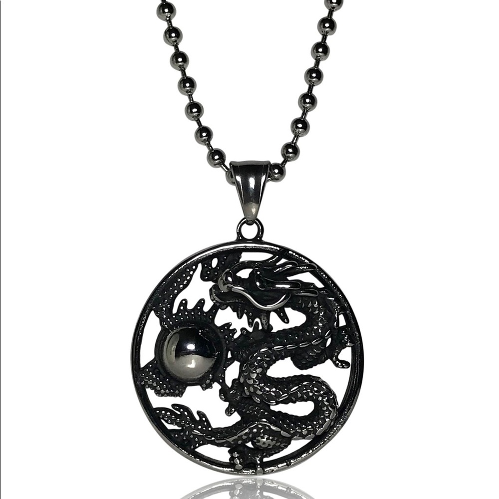 Gothic Chinese Dragon Pendant Necklace